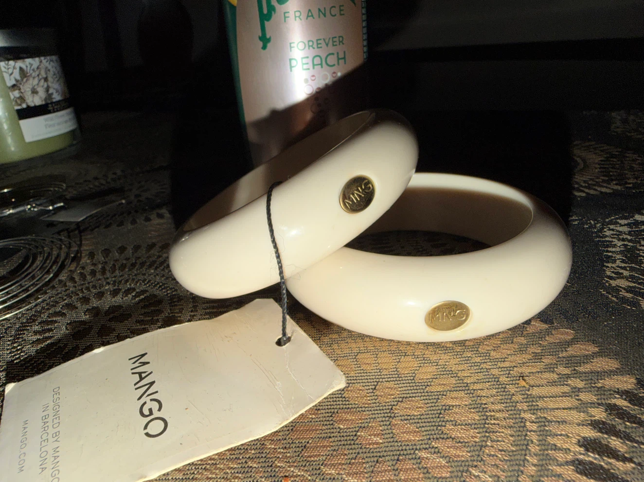 Mango Cream Colour Chunky Bangles (Set of 2)