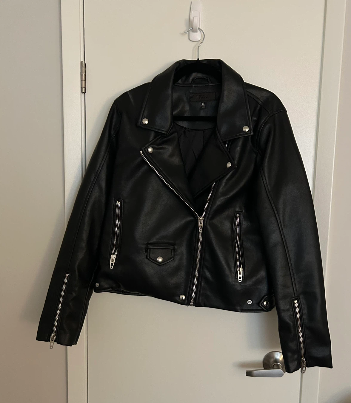BLANKNYC Ladies Black Vegan Leather Motorcycle Jacket - XL