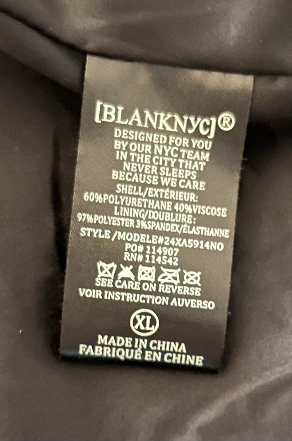 BLANKNYC Ladies Black Vegan Leather Motorcycle Jacket - XL - photo 4
