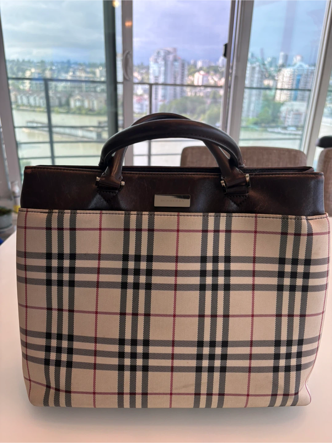 Burberry Haymarket Check Tote Bag