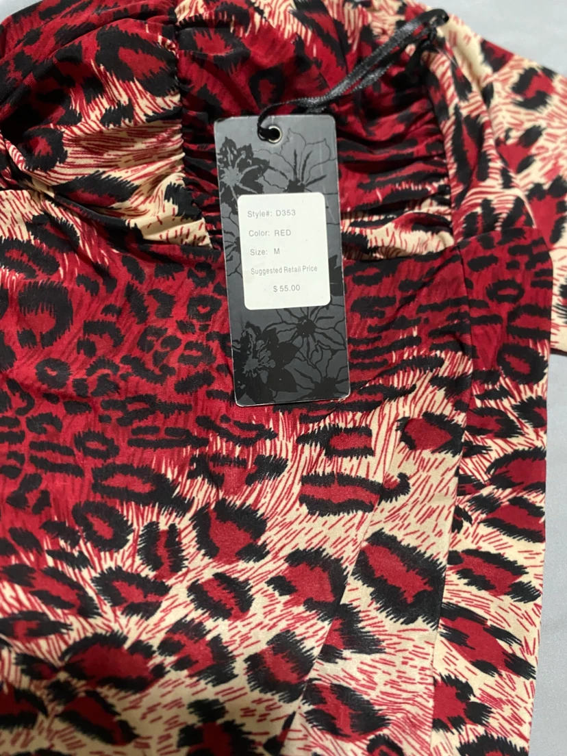 Red Leopard Print Maxi Dress - Size M - photo 2