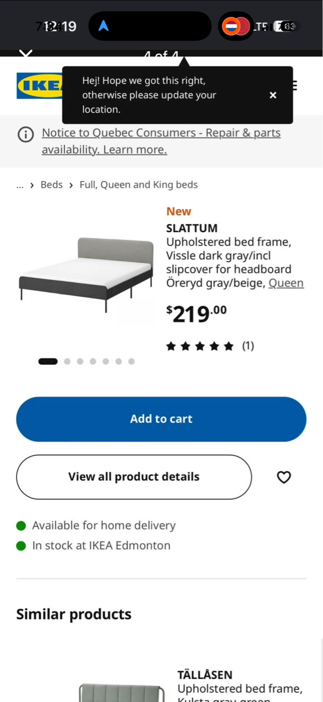 IKEA SLÄTTUM Upholstered Queen Bed Frame With Mattress - photo 3