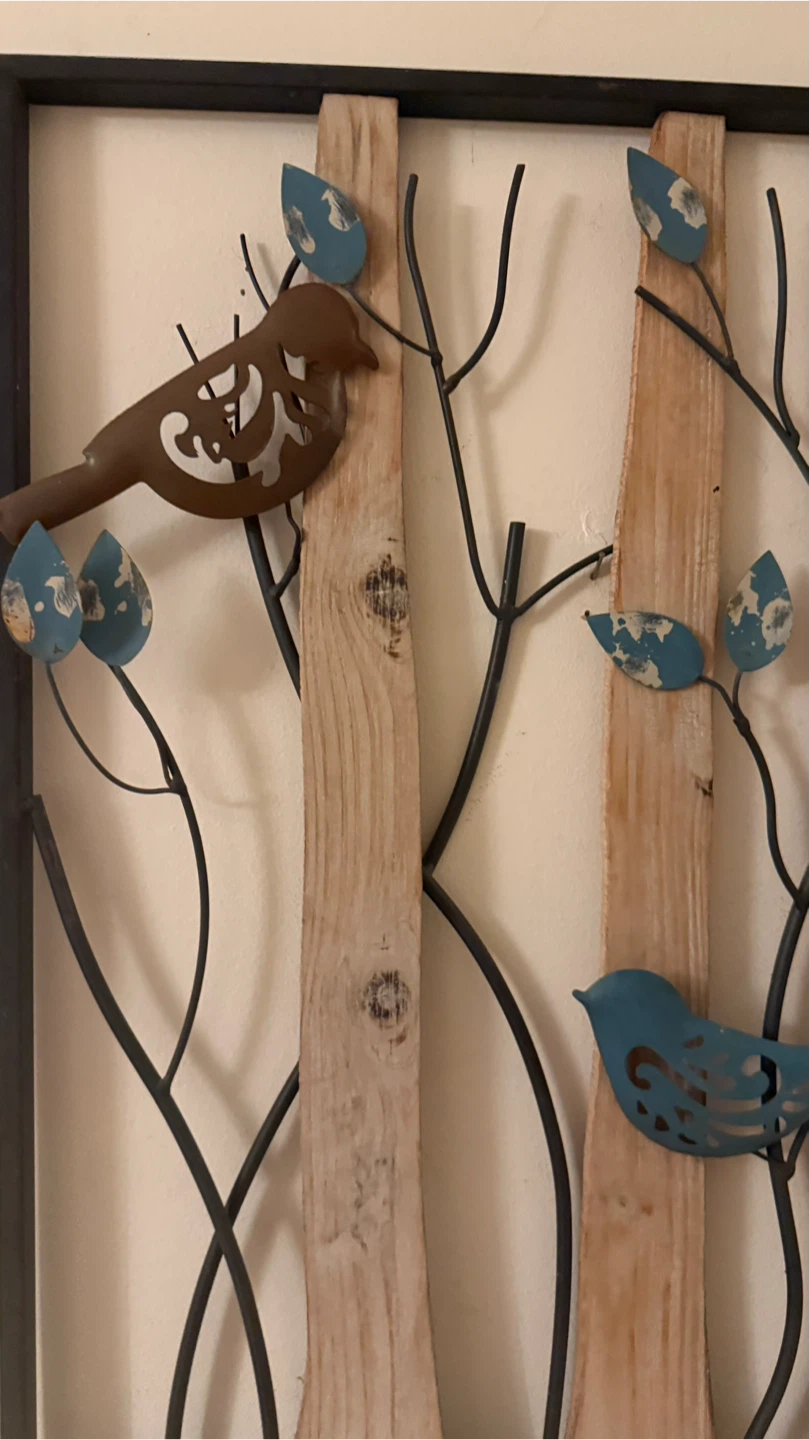 Wall Art Decor - Metal and Wood Bird Tree - photo 2