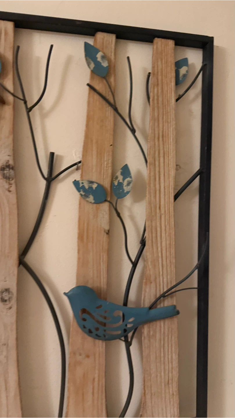 Wall Art Decor - Metal and Wood Bird Tree - photo 4