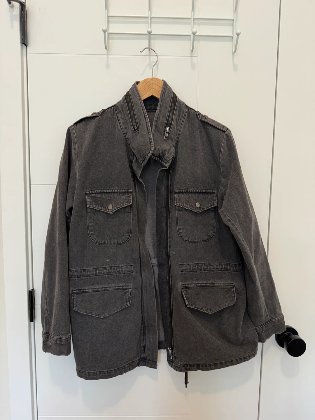 Grey Denim Utility Jacket