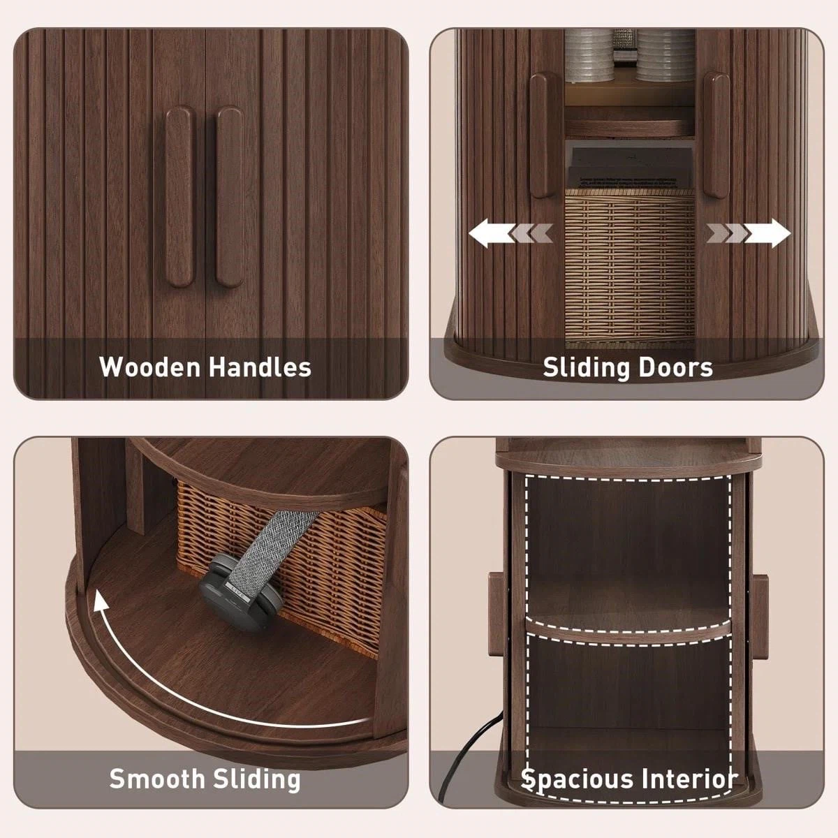 Wooden Bedside Table with Sliding Doors - photo 2