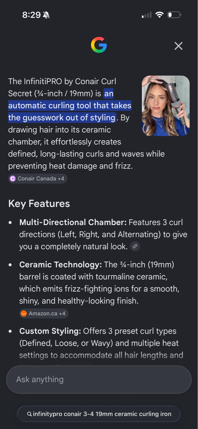 Conair InfinitiPRO 3/4 inch Ceramic Curling Iron - photo 3