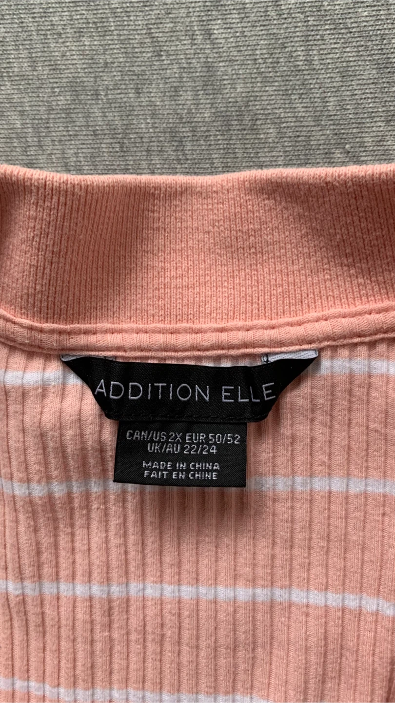 Addition Elle Ribbed Polo Shirt - Light Peach/White - Size 2X - photo 2