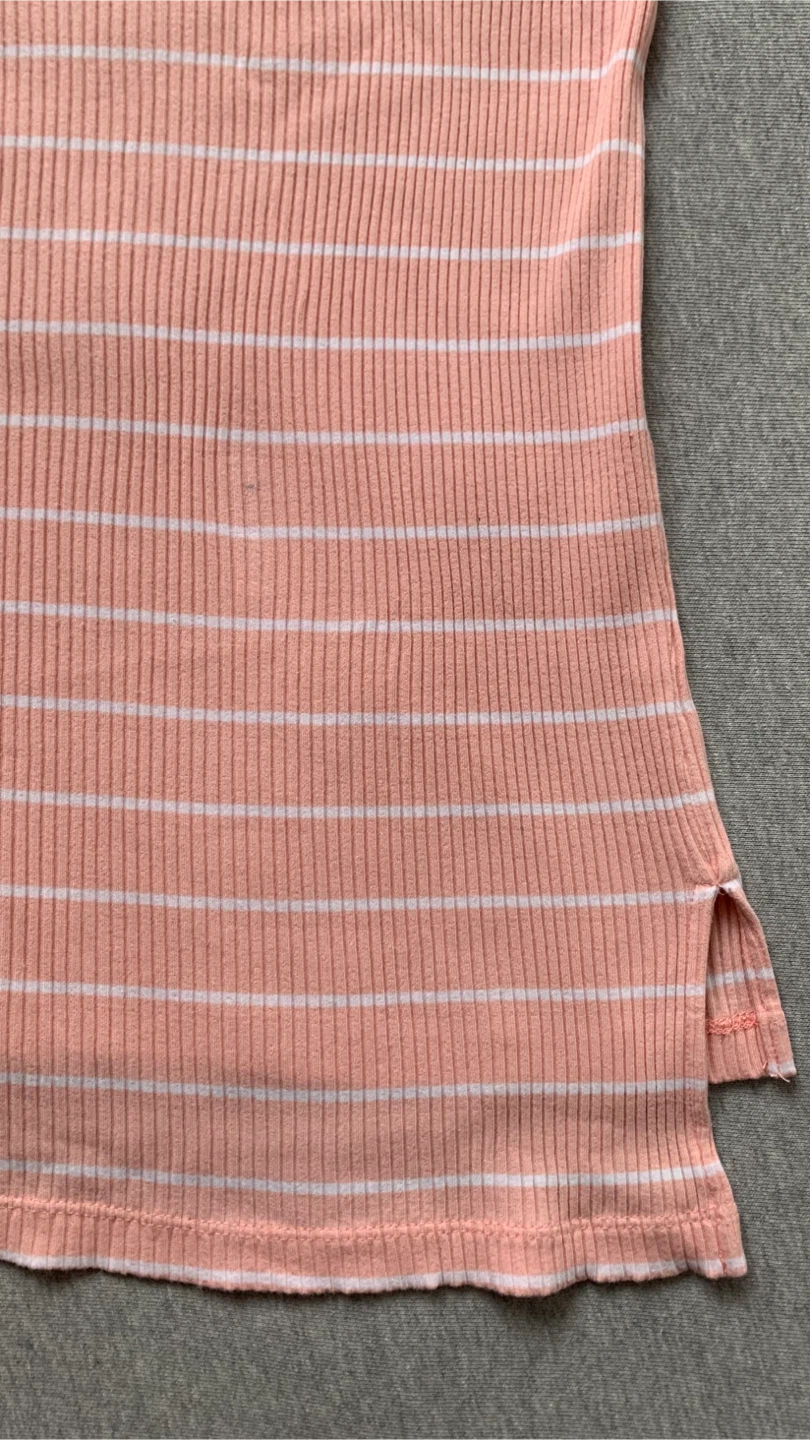 Addition Elle Ribbed Polo Shirt - Light Peach/White - Size 2X - photo 4
