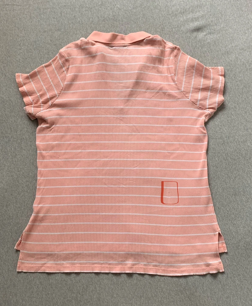 Addition Elle Ribbed Polo Shirt - Light Peach/White - Size 2X - photo 5