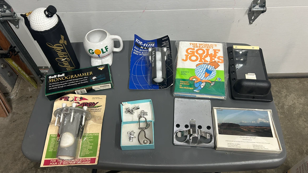 Golf Ball Monogrammer, cup, book and Accessories