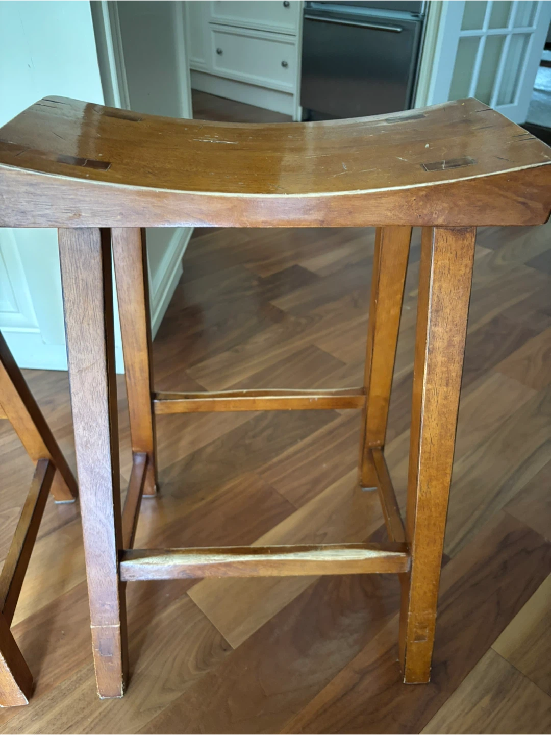 Pottery Barn Wooden Saddle Stools (Set of 3) - photo 2