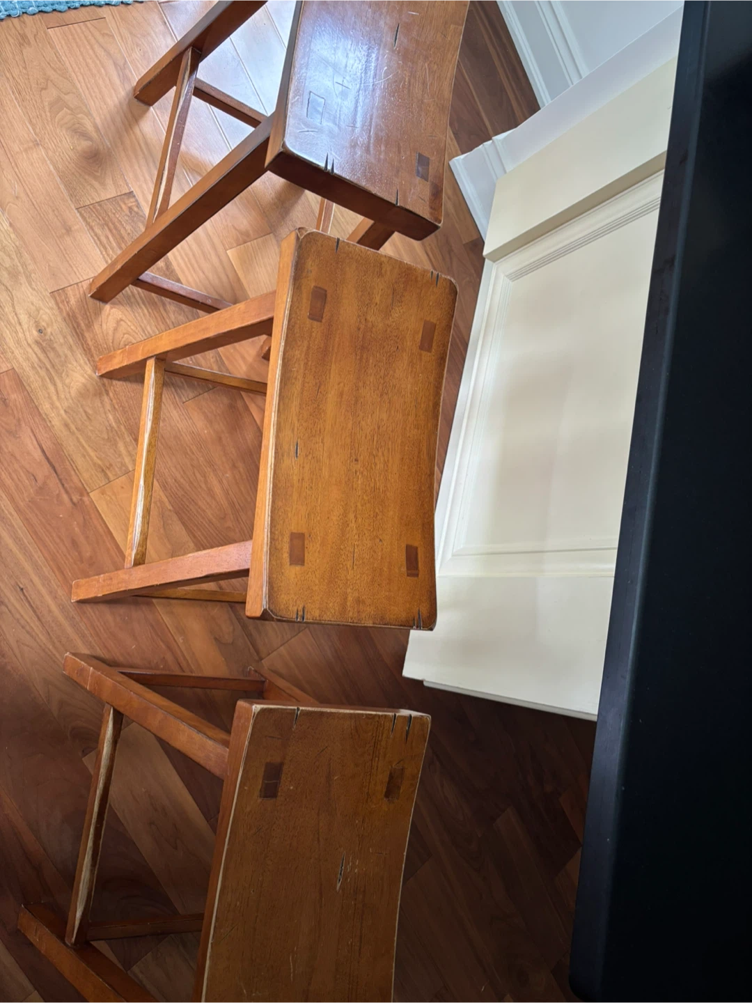 Pottery Barn Wooden Saddle Stools (Set of 3) - photo 3
