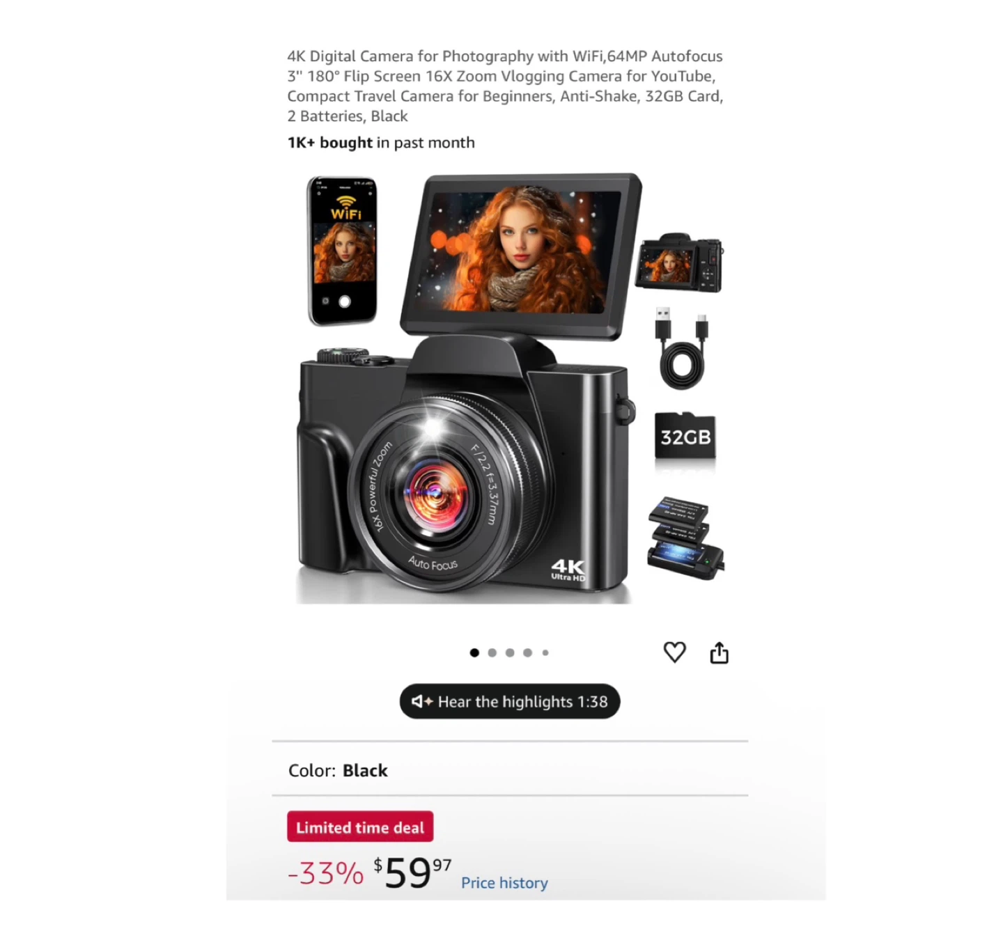 Brand new 4K Digital Camera for Photography with WiFi