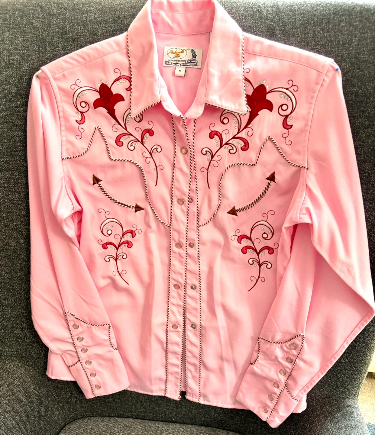 Pink Embroidered Western Shirt