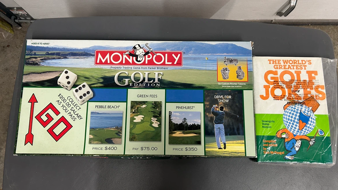 Monopoly Golf Edition Board Game and golf joke book