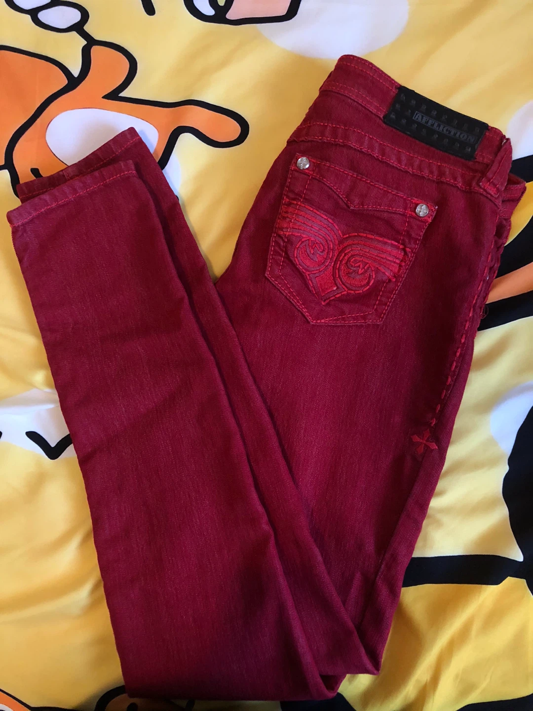Affliction Red Skinny Jeans Size 27