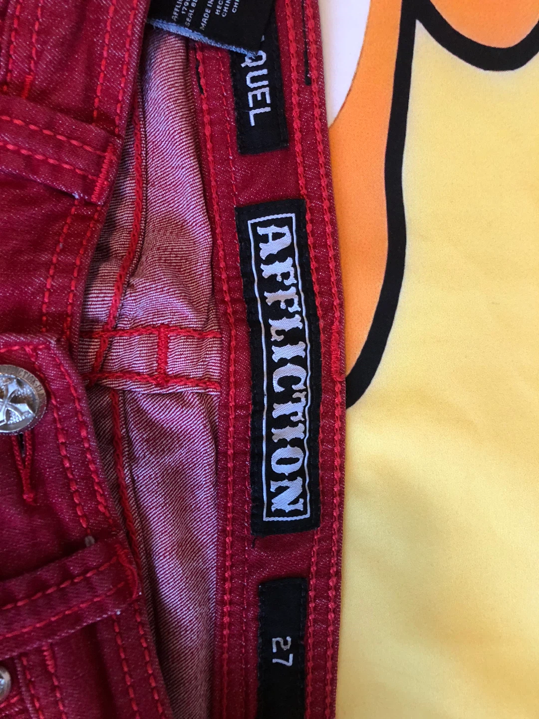 Affliction Red Skinny Jeans Size 27 - photo 4