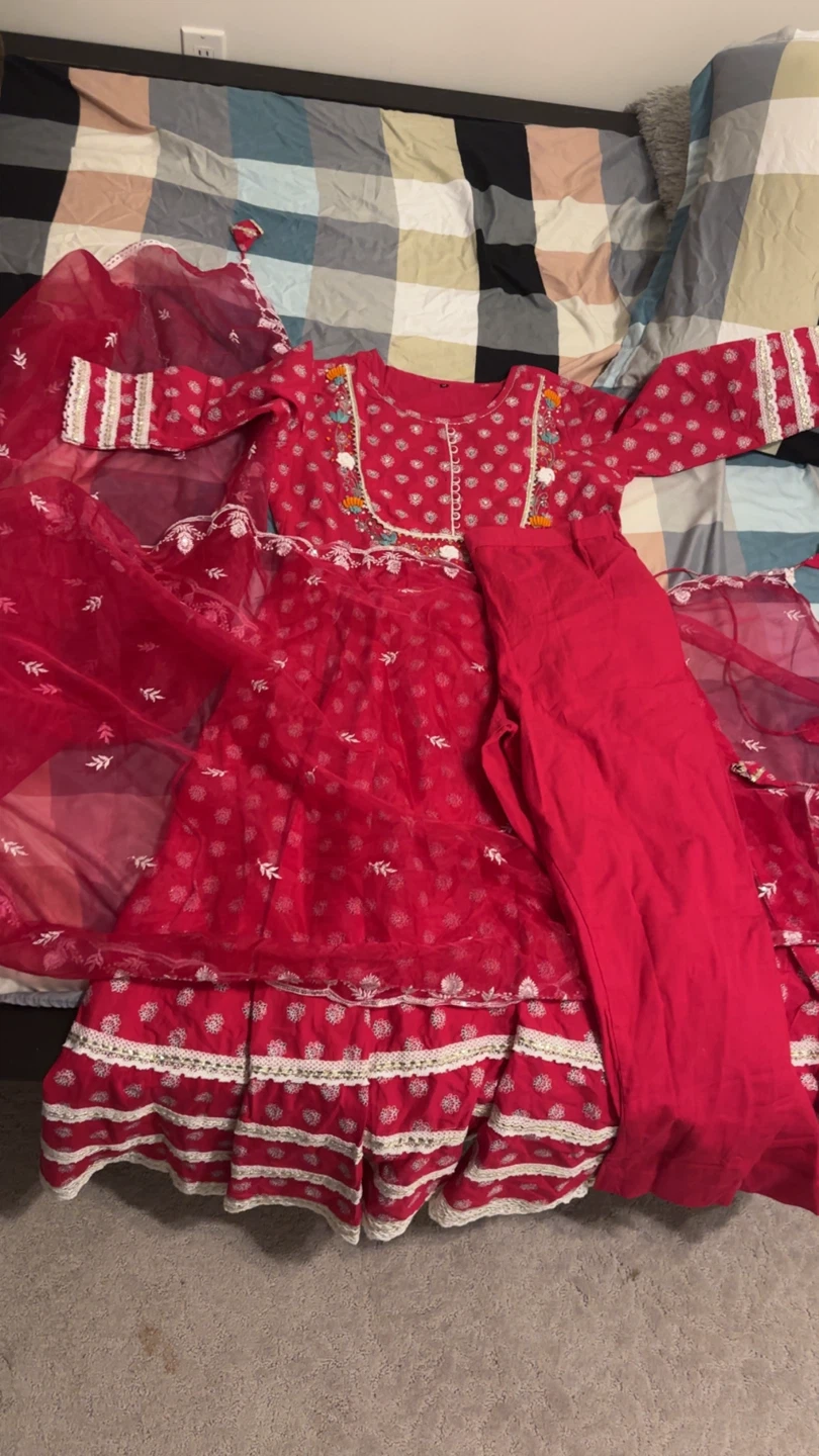 Women's Pink Anarkali Suit with Dupatta and Pants - photo 2