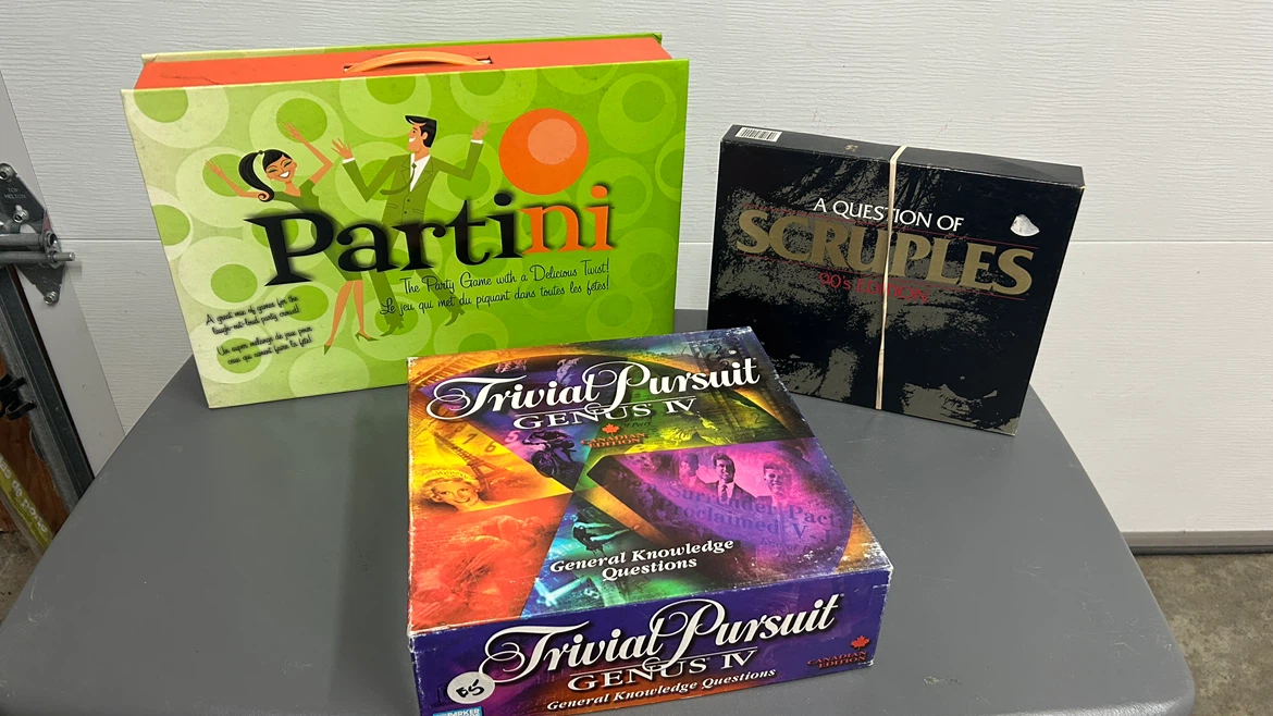 Partini, Trivial Pursuit, scruples board games