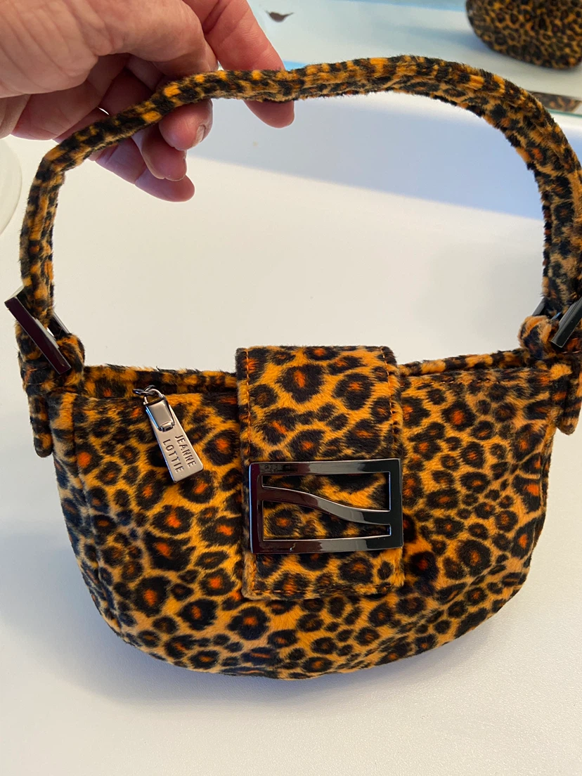 Jeanne Lottie Leopard Print Furry Shoulder Bag