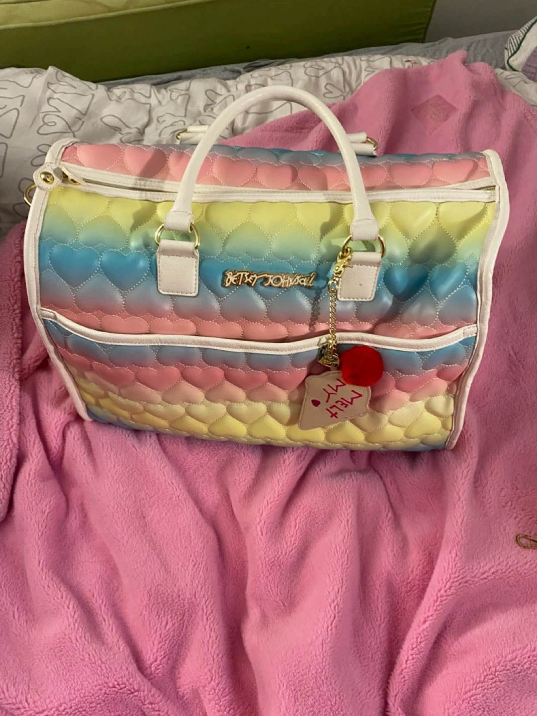 Betsy Johnson Rainbow Heart Duffle Bag