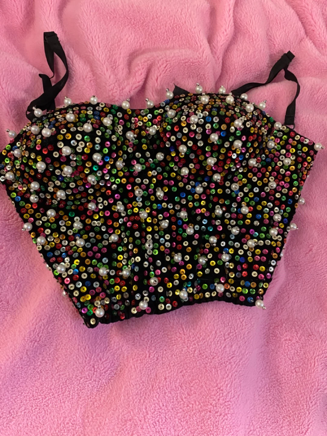Sparkly Sequin and Pearl Embellished Corset Top