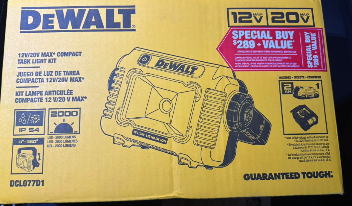 DEWALT 12V/20V MAX Compact LED Worklight Kit 2000 lm IP54