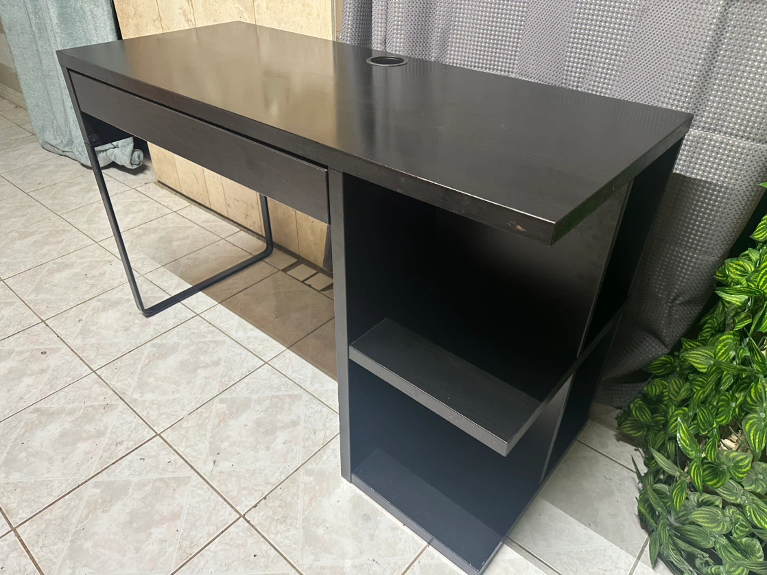 IKEA’s Dark Wood Desk with Drawer and Shelves