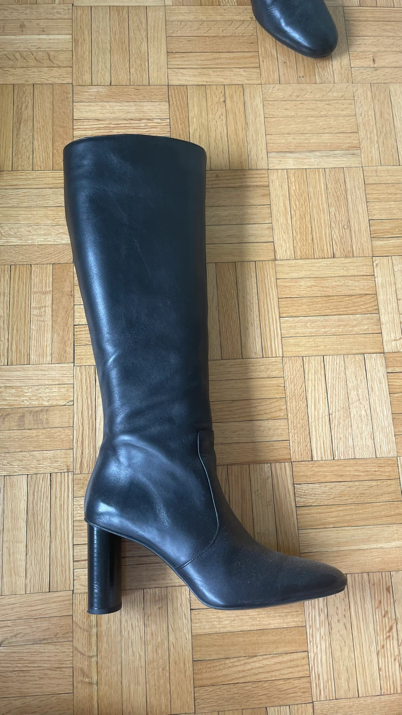 Black Leather Knee-High Boots - Size 41 - photo 2