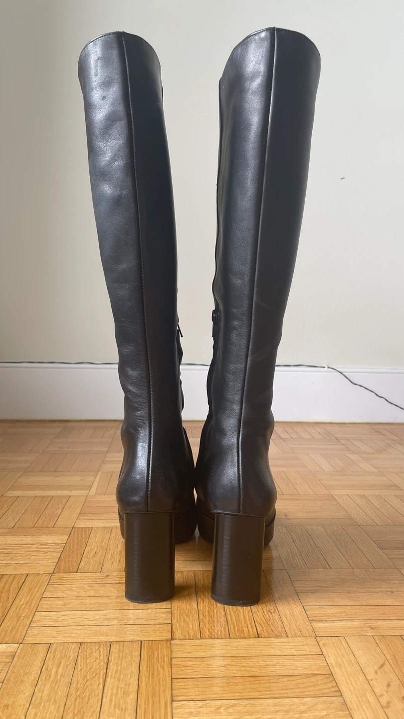 Black Leather Knee-High Boots - Size 41 - photo 3