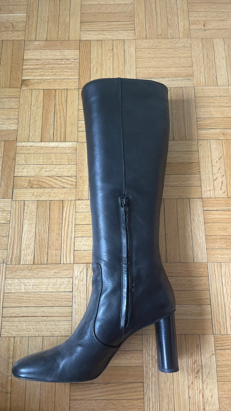 Black Leather Knee-High Boots - Size 41 - photo 4