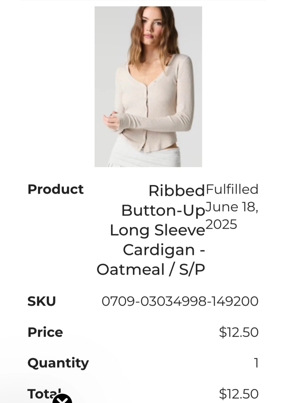 Ribbed Button-Up Cardigan - Oatmeal - photo 2