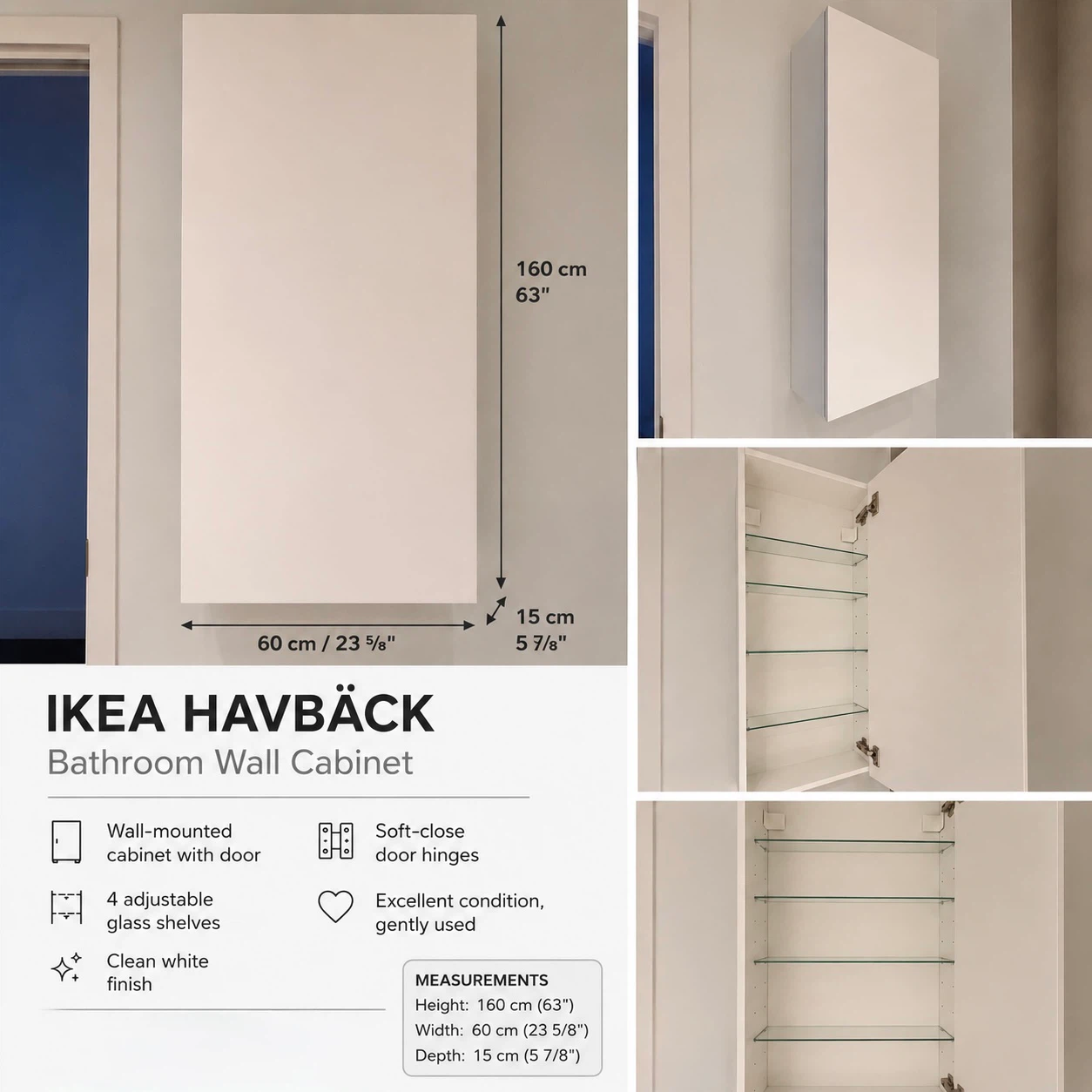 IKEA HAVBÄCK Bathroom Wall Cabinet – White