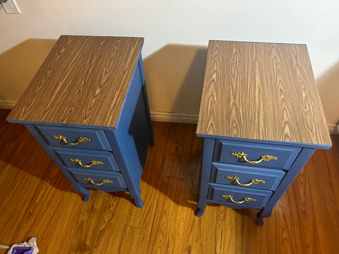 Blue Nightstands with 3 Drawers (Pair) - photo 3