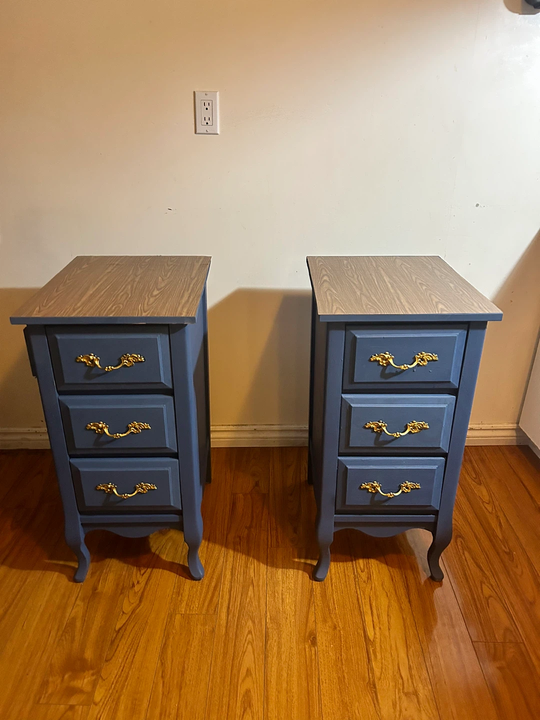 Blue Nightstands with 3 Drawers (Pair) - photo 4
