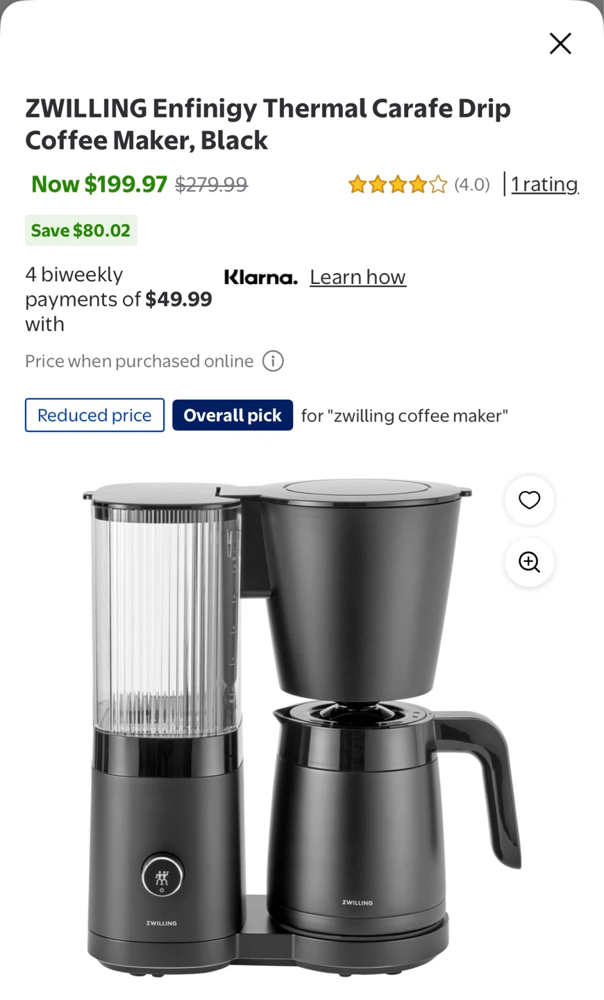 NEW ZWILLING ENFINIGY Drip Coffee Maker - photo 3