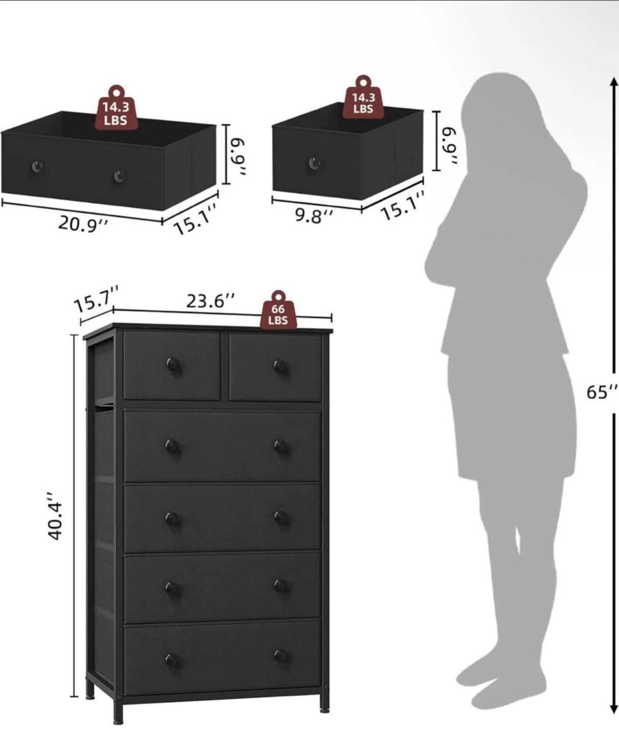 Black 6-Drawer Dresser - photo 2