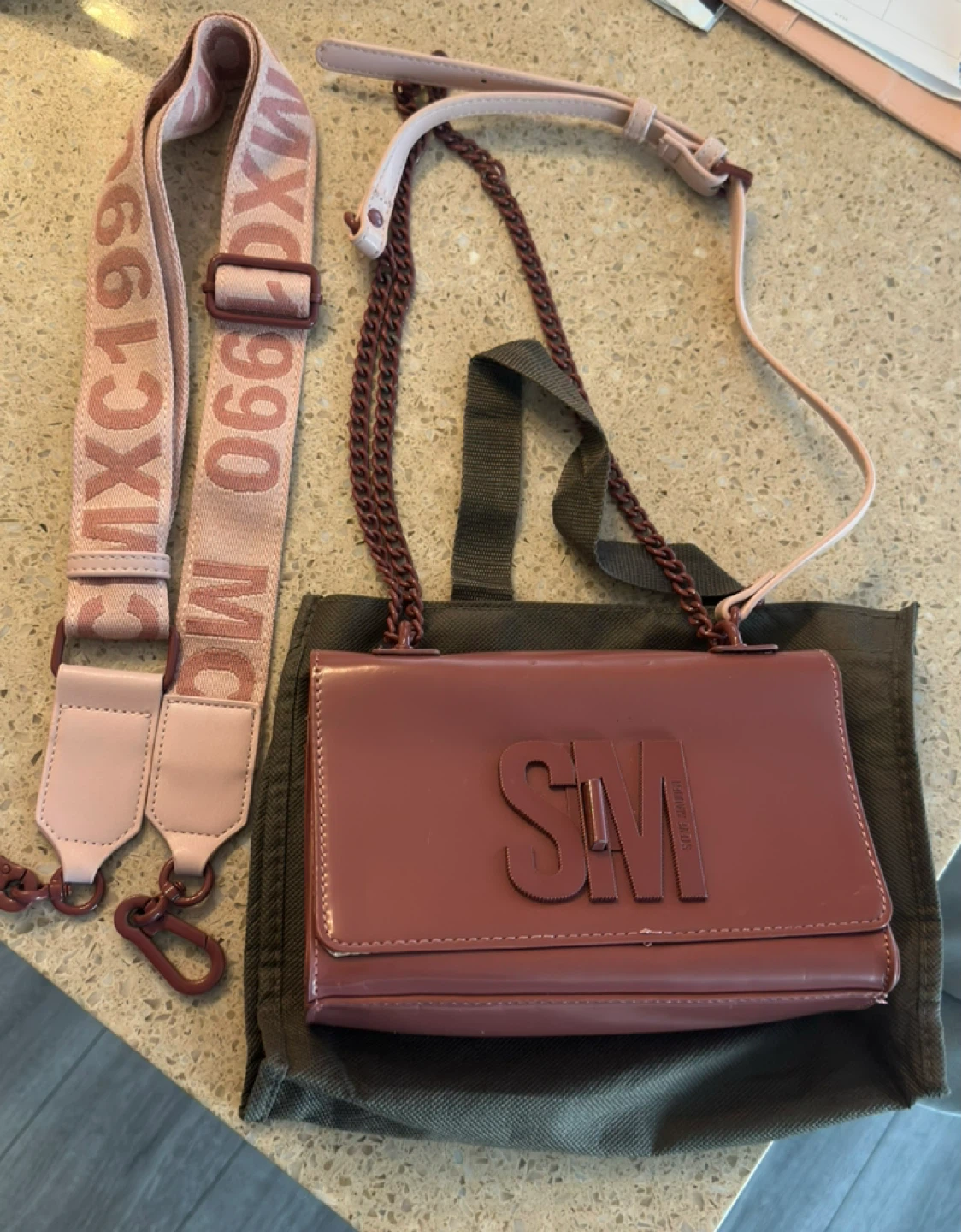Steve Madden Pink Shoulder Bag with Interchangeable Strap
