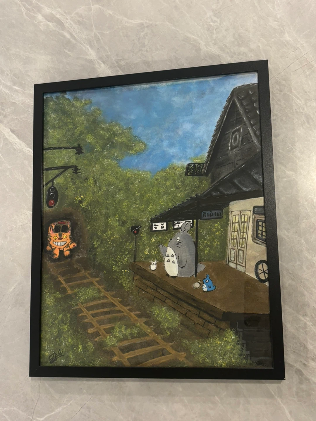 Framed Totoro Painting