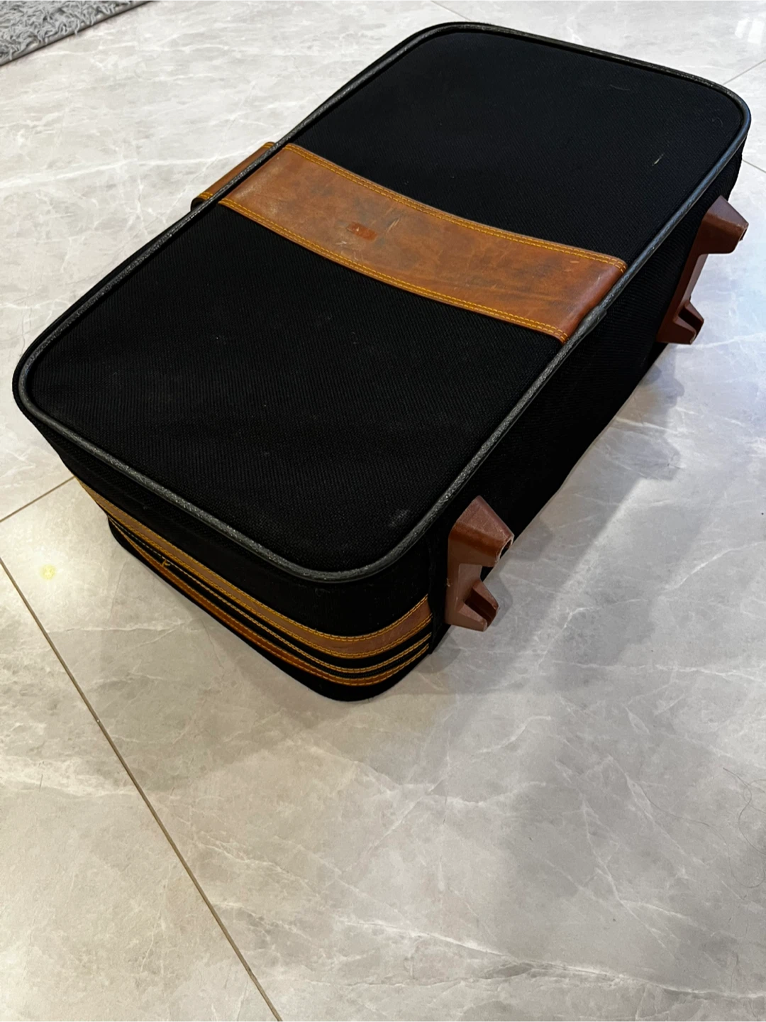 Vintage Black and Tan Carry-On Luggage