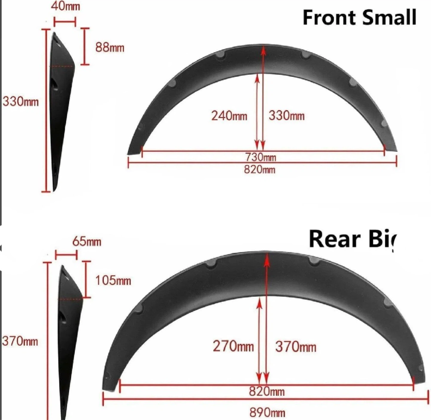 Set of 4 Black Fender Flares - photo 2