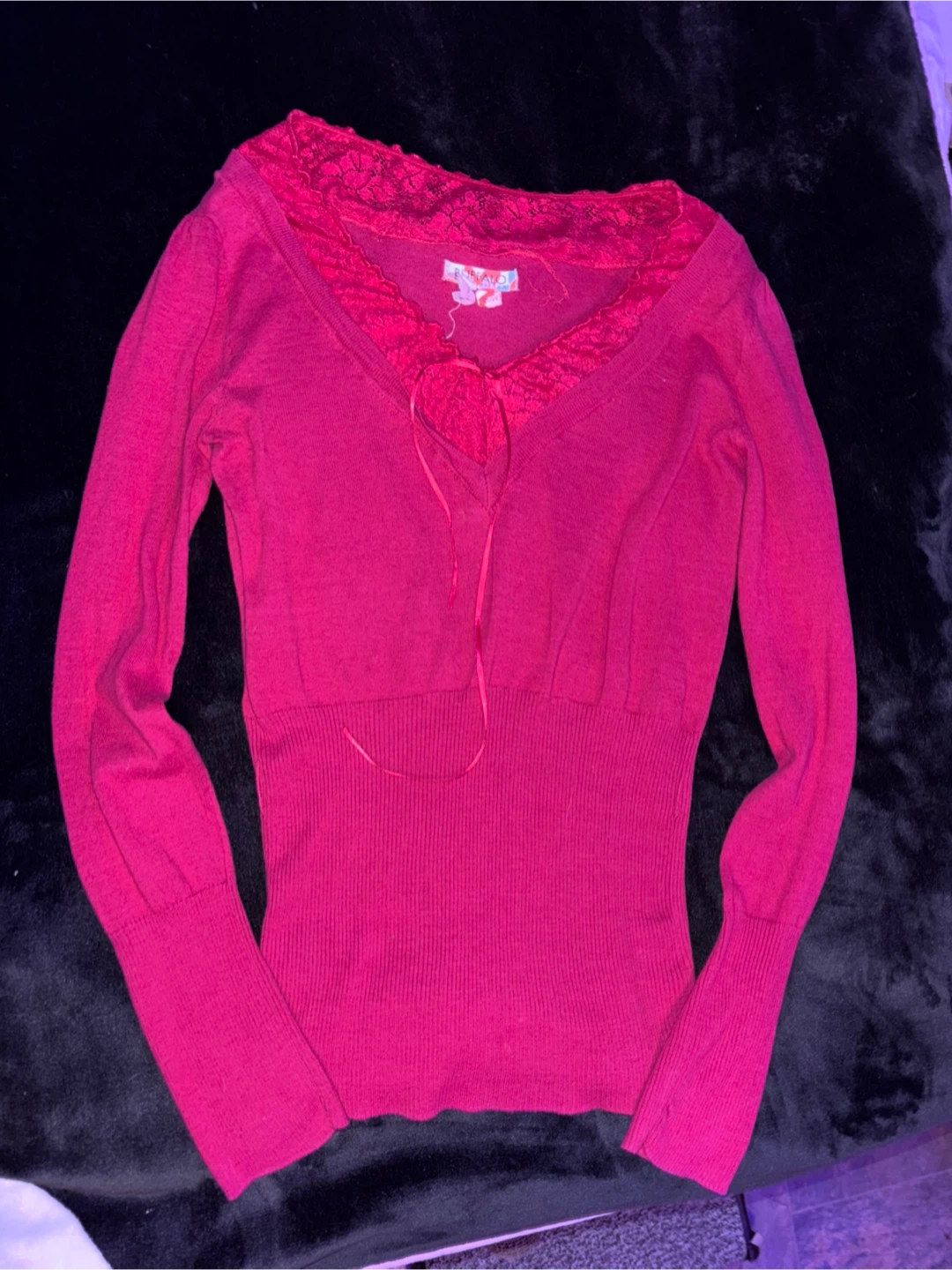 Buffalo By David Bitton Pink Lace Trim Sweater