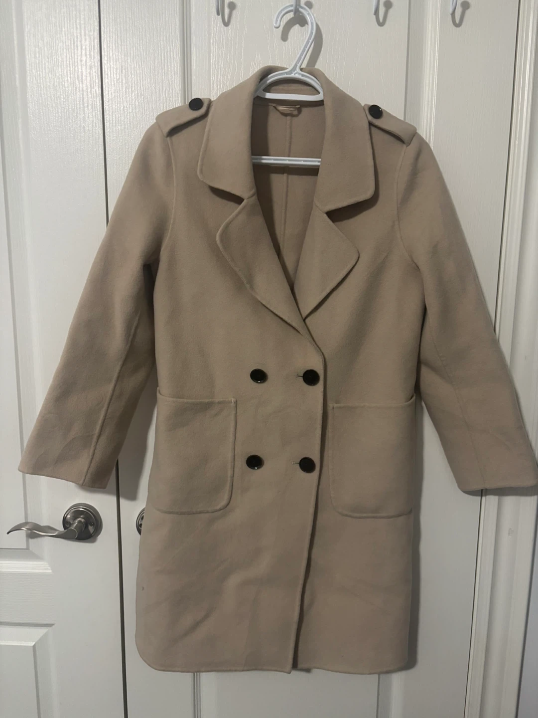 Beige Double-Breasted Coat