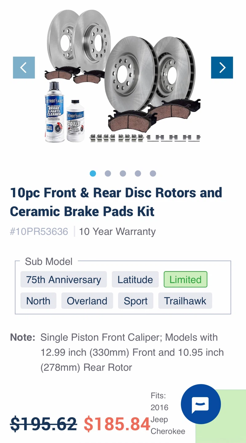 Front & Rear Disc Rotor + Brake Pad Kit