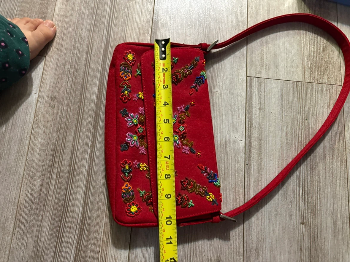Red Beaded Shoulder Bag
