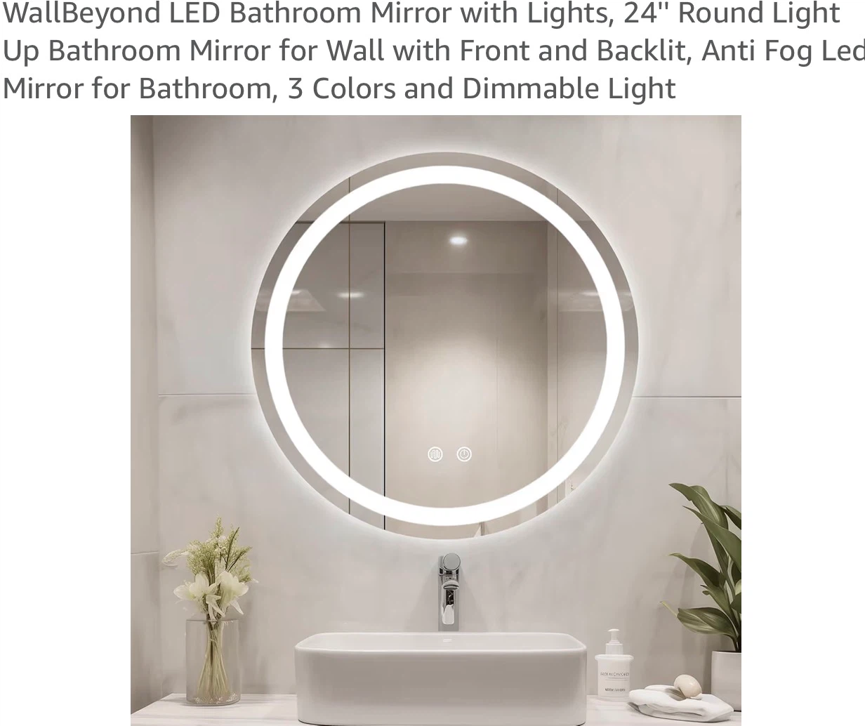 WallBeyond 24" Round LED Bathroom Mirror 24R