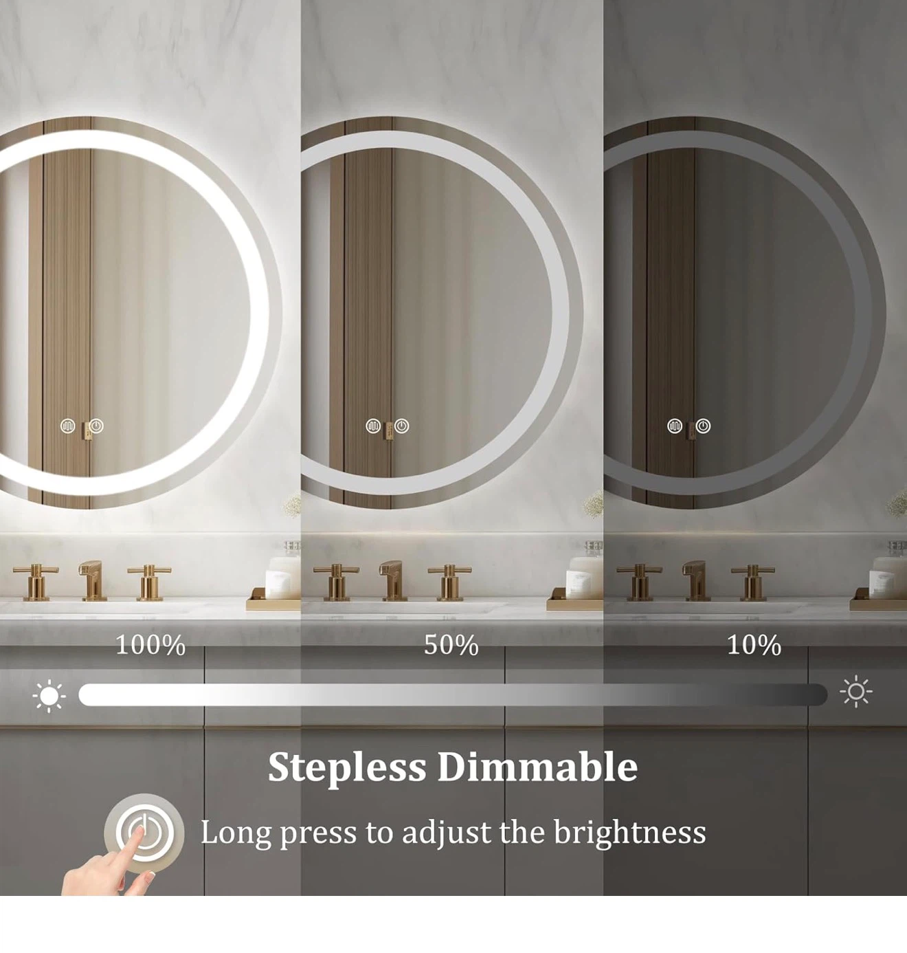 WallBeyond 24" Round LED Bathroom Mirror 24R - photo 5