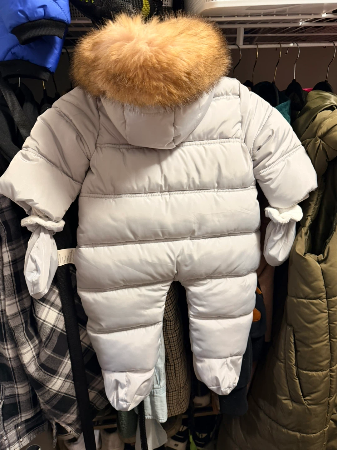 Baby Winter Snowsuit 9–12 Months (73 cm) Gray with Faux Fur Hood - photo 2