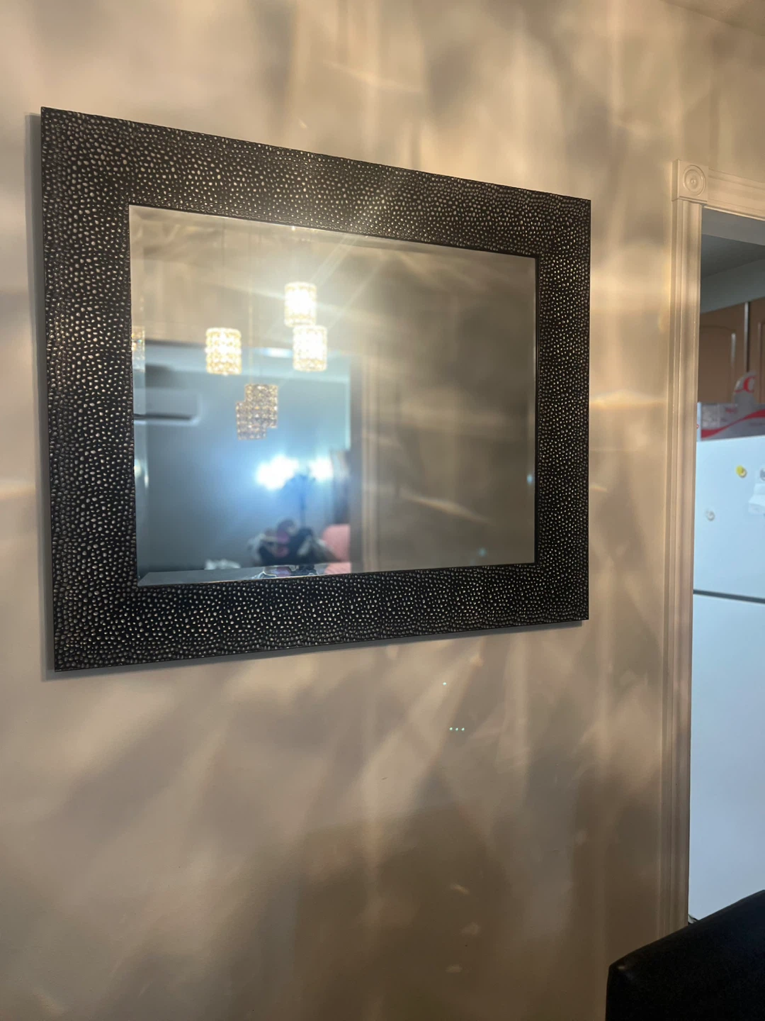 Decorative Wall Mirror with Textured Black Frame - photo 2